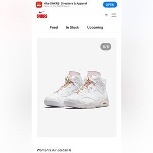 Nike Air Jordan 6 Women's White and Pink Sneakers WMNS 9/Men 7.5